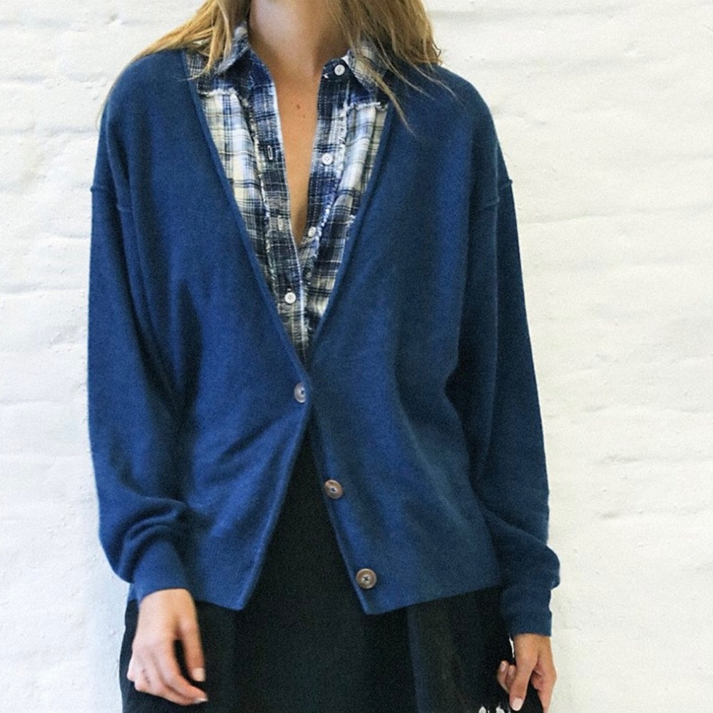 Free People Blue Cardigan Sweater